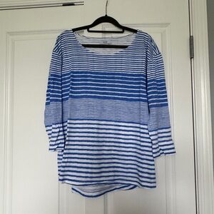 Vineyard Vines Women’s Long Sleeve Striped Tee Size Large Blue and White